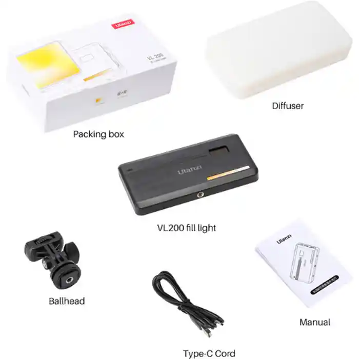 ULANZI VL200 Bi-Color LED Video Light, On-Camera Video Light, Type-C Rechargeable 5000mAh Mini Camera Light, 2500-9000K Ultra Bright Photo and Video Lighting, Fill Light, Potable Photography Lighting